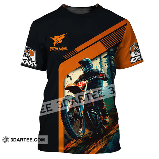 Unisex Shirt - Custom Name Mountain Bike For Player Black Orange T-Shirt / S T-Shirt