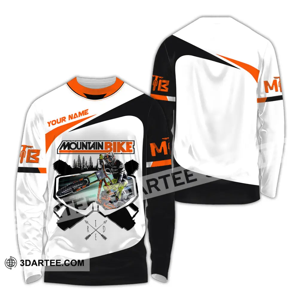 Unisex Shirt - Custom Name Mountain Bike For Player Cool Icon Long Sleeve / S T-Shirt