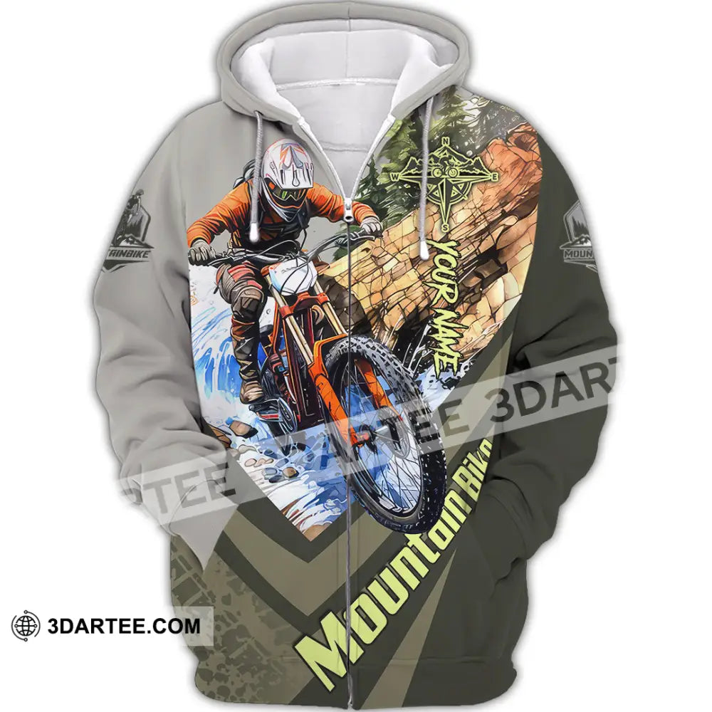 Unisex Shirt - Custom Name Mountain Bike For Player Forest Icon Zipper Hoodie / S T-Shirt