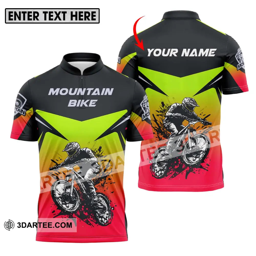 Unisex Shirt - Custom Name Mountain Bike For Player Three Color T-Shirt