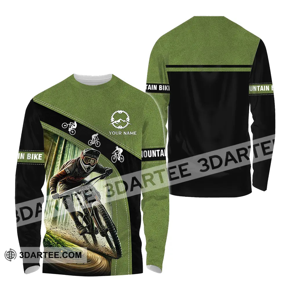 Unisex Shirt - Custom Name Mountain Bike Forest Player Long Sleeve / S T-Shirt