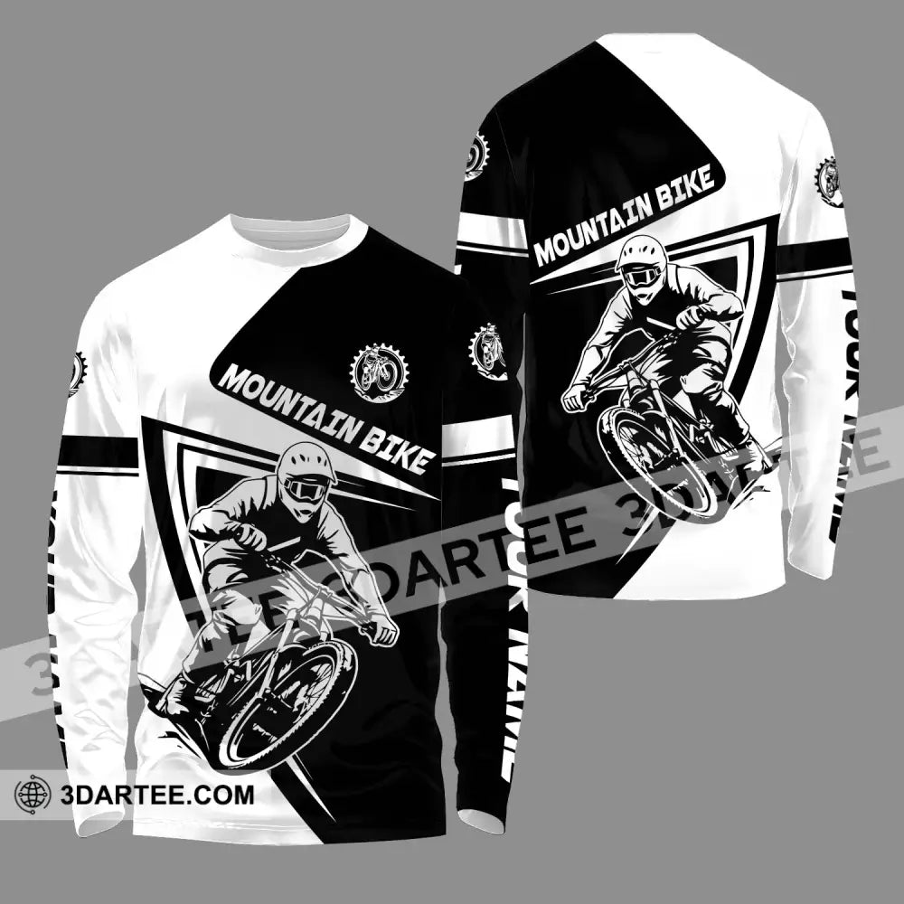 Unisex Shirt - Custom Name Mountain Bike Player Sport Motobike Long Sleeve / S T-Shirt