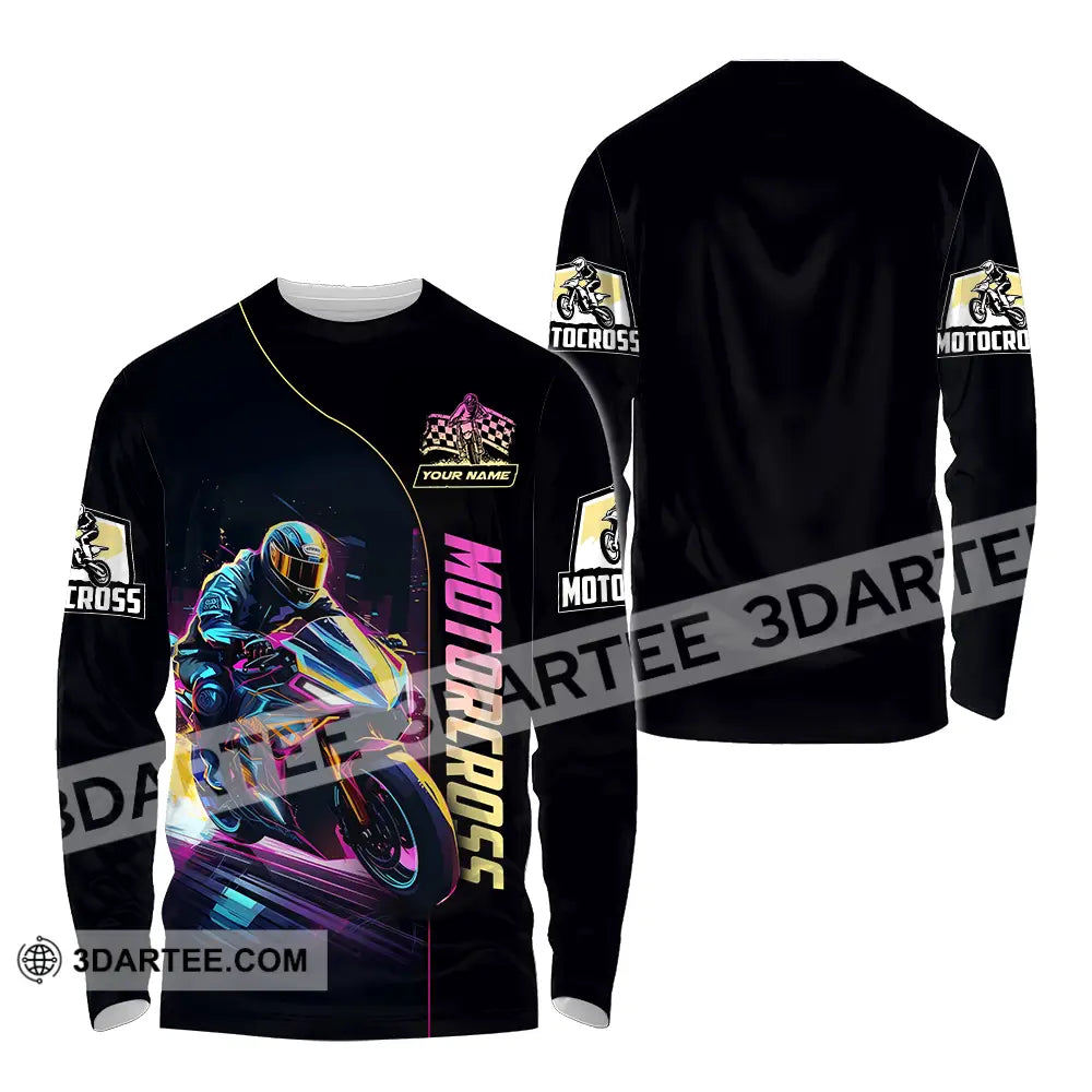 Unisex Shirt - Custom Name Mountain Bike Player Sport Motocross Long Sleeve / S T-Shirt