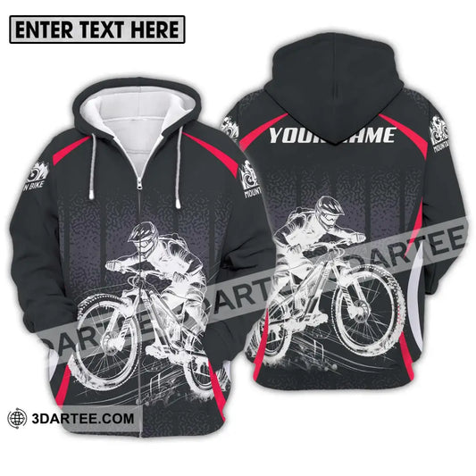 Unisex Shirt - Custom Name Mountain Bike Player Sport Zipper Hoodie / S T-Shirt