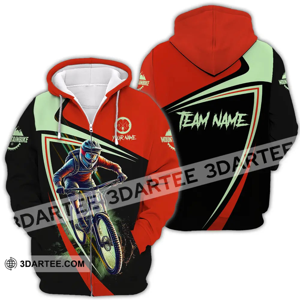 Unisex Shirt - Custom Name Mountain Bike Sport Biker Zipper Hoodie / S T-Shirt