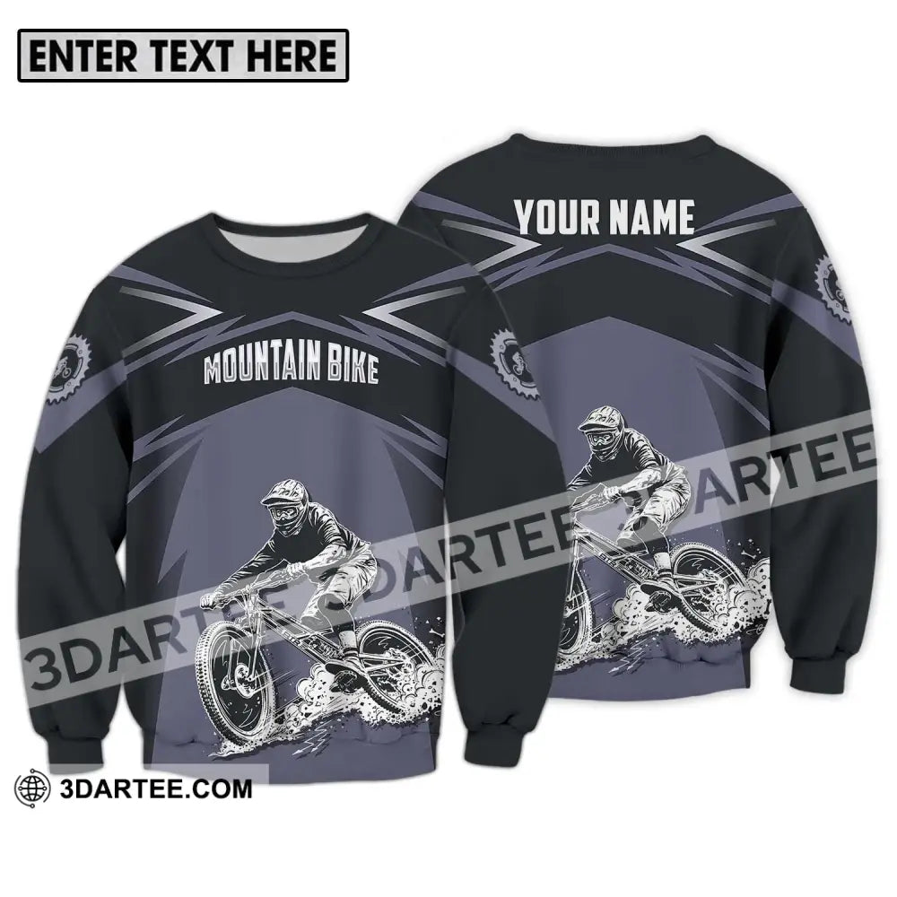 Unisex Shirt - Custom Name Mountain Bike Sport Classic Design Long Sleeve / S T-Shirt