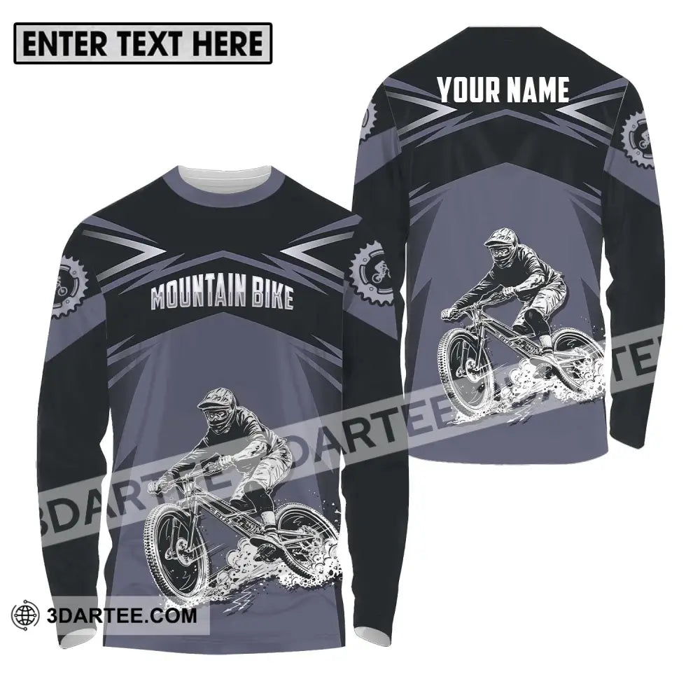 Unisex Shirt - Custom Name Mountain Bike Sport Classic Design Long Sleeve / S T-Shirt