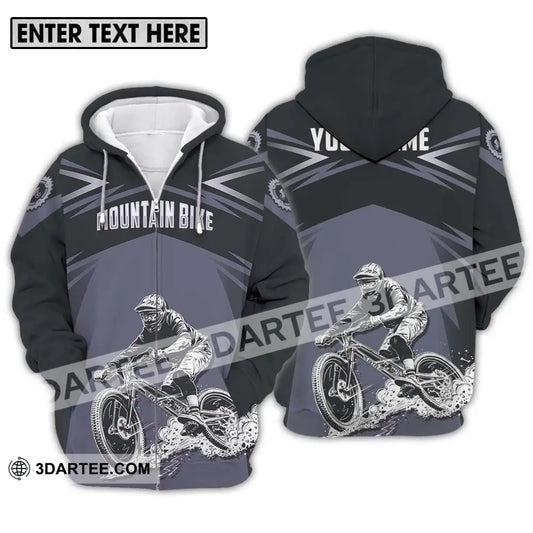 Unisex Shirt - Custom Name Mountain Bike Sport Classic Design Zipper Hoodie / S T-Shirt