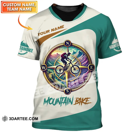 Unisex Shirt - Custom Name Mountain Bike Sport Compass Biker T-Shirt