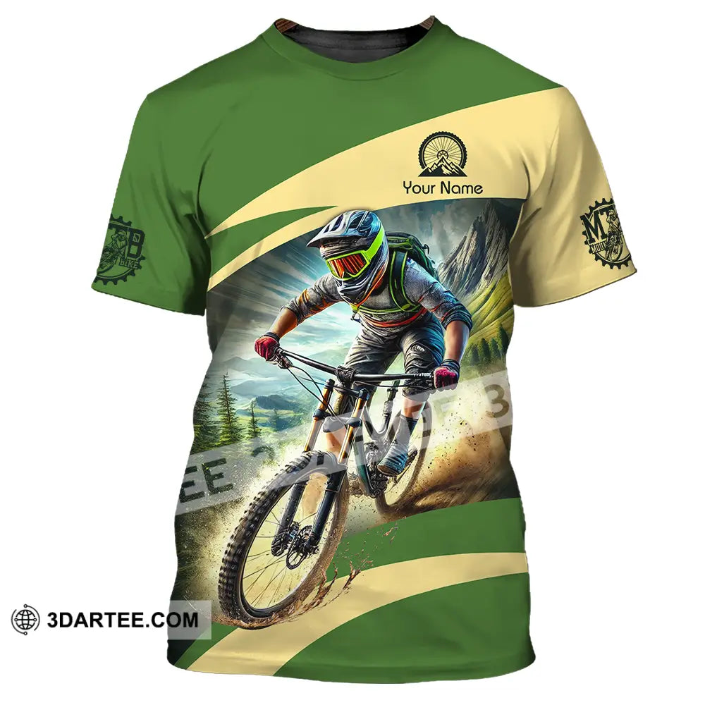 Unisex Shirt - Custom Name Mountain Bike Sport Green Biker T-Shirt / S T-Shirt