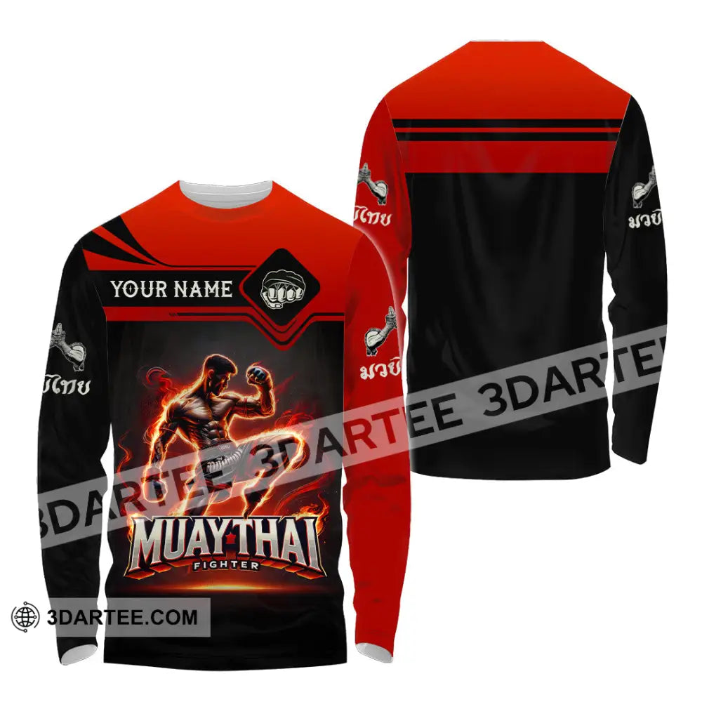 Unisex Shirt Custom Name Muay Thai Polo Long Sleeve Gift / S T-Shirt