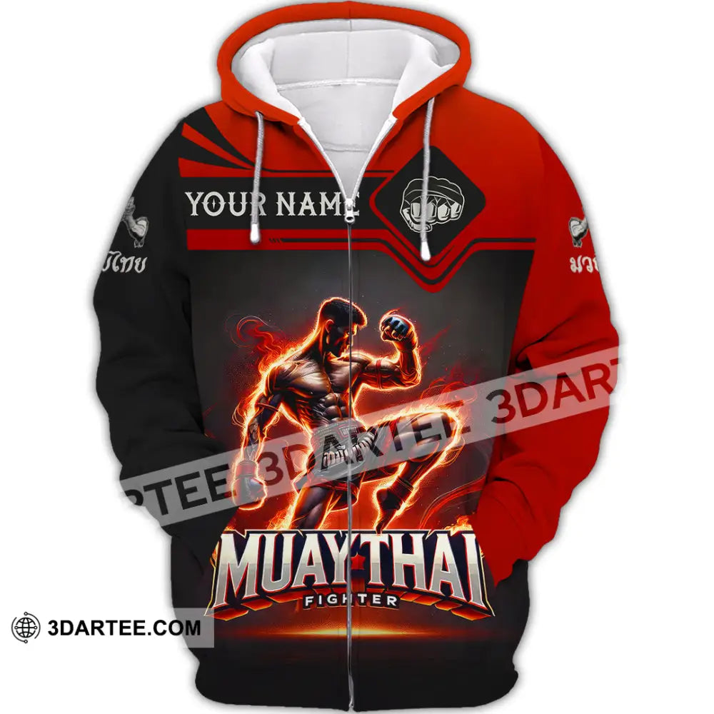 Unisex Shirt Custom Name Muay Thai Polo Long Sleeve Gift Zipper Hoodie / S T-Shirt