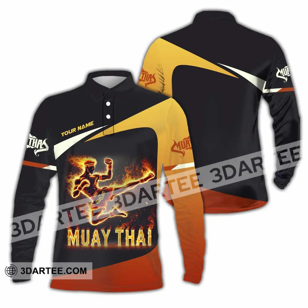 Unisex Shirt Custom Name Muay Thai Polo Long Sleeve / S T-Shirt