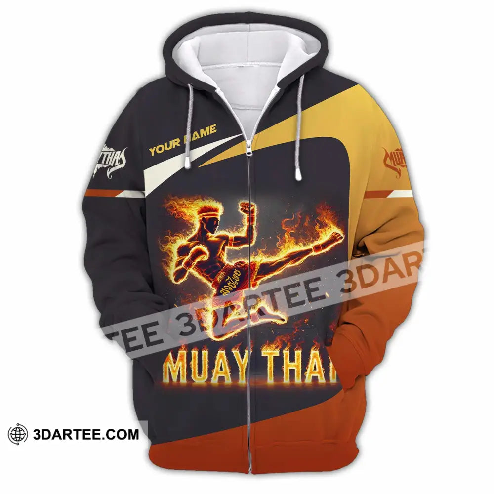 Unisex Shirt Custom Name Muay Thai Polo Long Sleeve Zipper Hoodie / S T-Shirt
