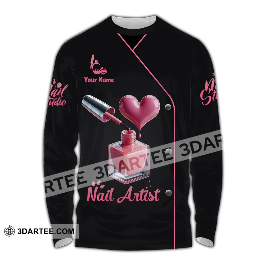 Unisex Shirt - Custom Name Nail Artist Long Sleeve / S T-Shirt