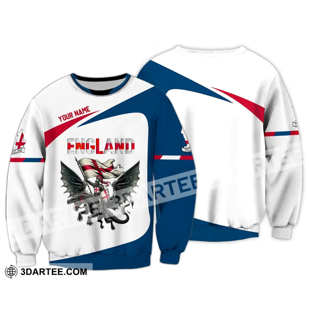 Unisex Shirt - Custom Name National Team Euro 2024 England Fly Dragon Long Sleeve / S T-Shirt