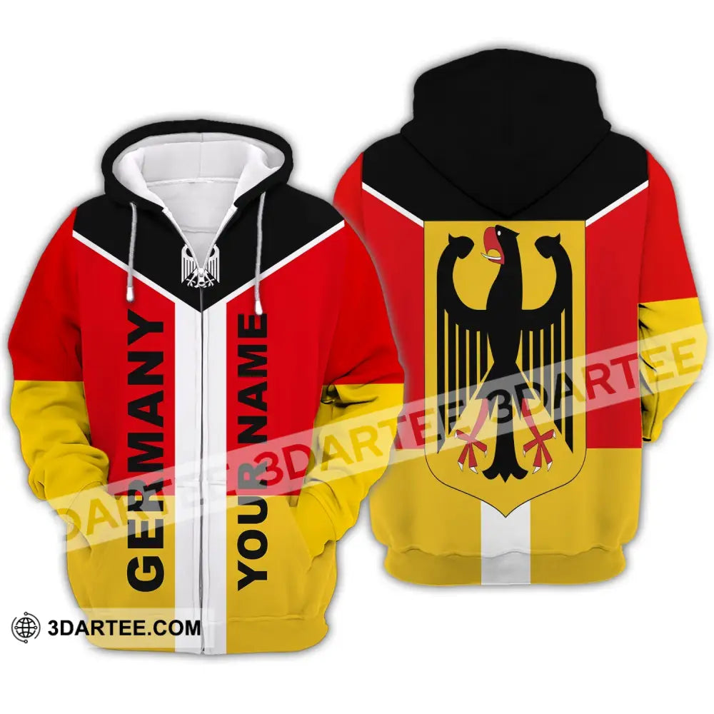 Unisex Shirt - Custom Name Neo Germany Color 3D Zipper Hoodie / S T-Shirt