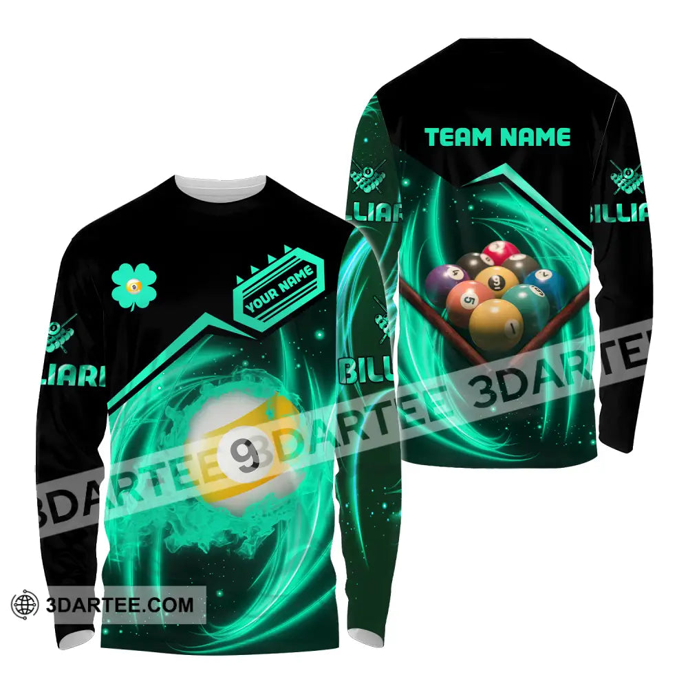 Unisex Shirt - Custom Name Neon Color Shirt Billiard Long Sleeve Shirt / S T-shirt