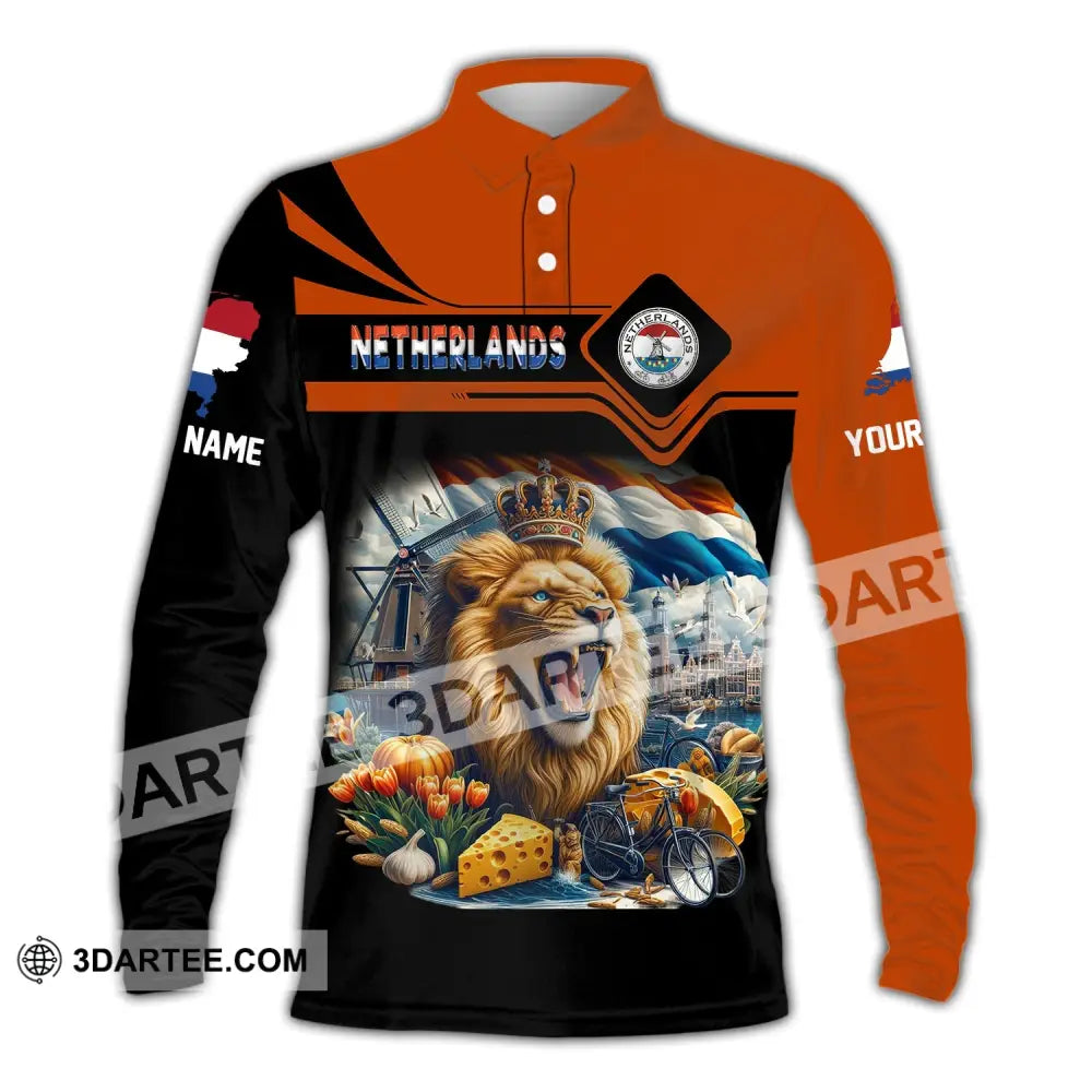 Unisex Shirt Custom Name Netherlands Polo Long Sleeve Gift / S T-Shirt