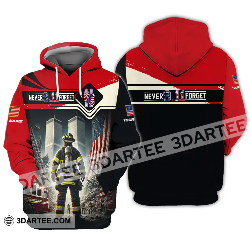 Unisex Shirt - Custom Name Never 911 Forget Patriot Day Hoodie / S T-Shirt