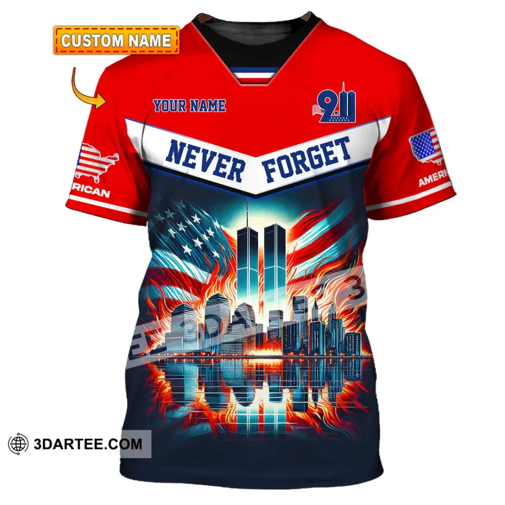 Unisex Shirt Custom Name Never Forget 911 Memorial Firefighter T-Shirt