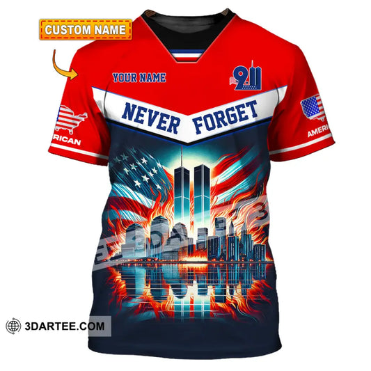 Unisex Shirt Custom Name Never Forget 911 Memorial Firefighter T-Shirt