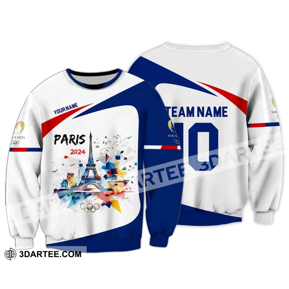 Unisex Shirt - Custom Name Number And Team Olympic Paris 2024 Sport Long Sleeve / S T-Shirt