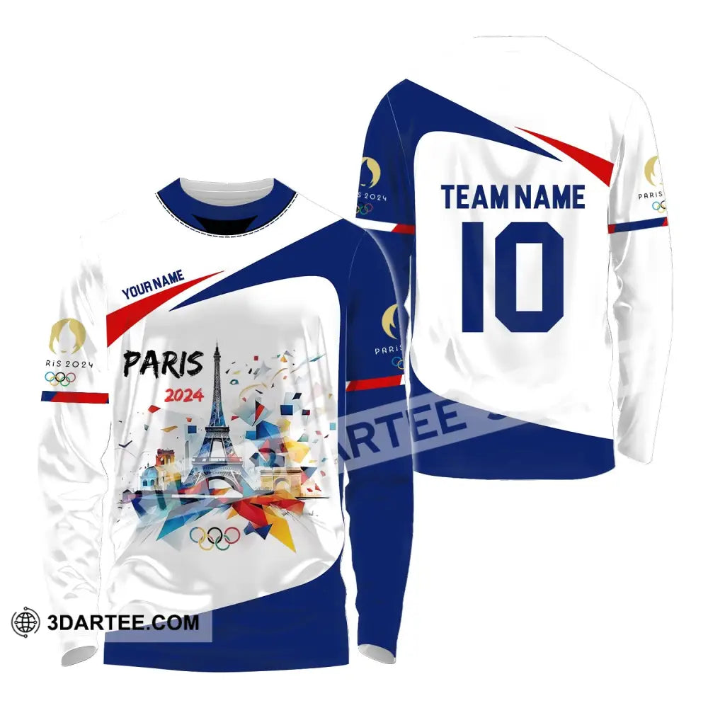 Unisex Shirt - Custom Name Number And Team Olympic Paris 2024 Sport Long Sleeve / S T-Shirt