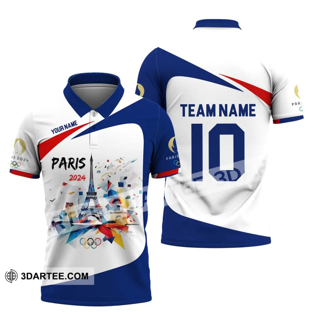 Unisex Shirt - Custom Name Number And Team Olympic Paris 2024 Sport Polo / S T-Shirt