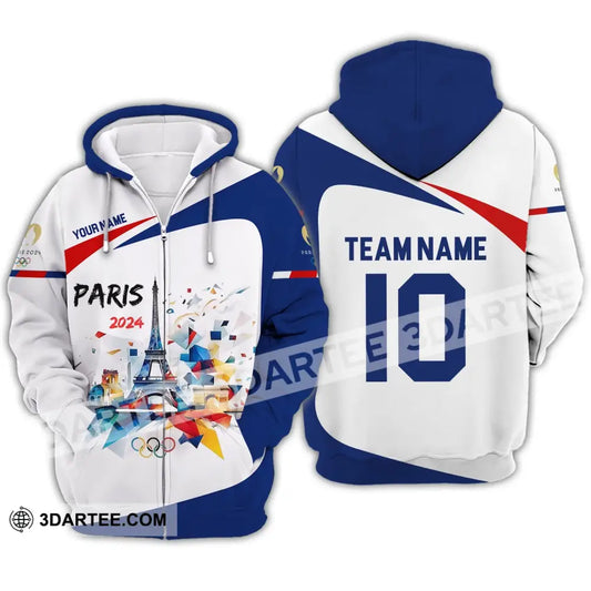 Unisex Shirt - Custom Name Number And Team Olympic Paris 2024 Sport Zipper Hoodie / S T-Shirt