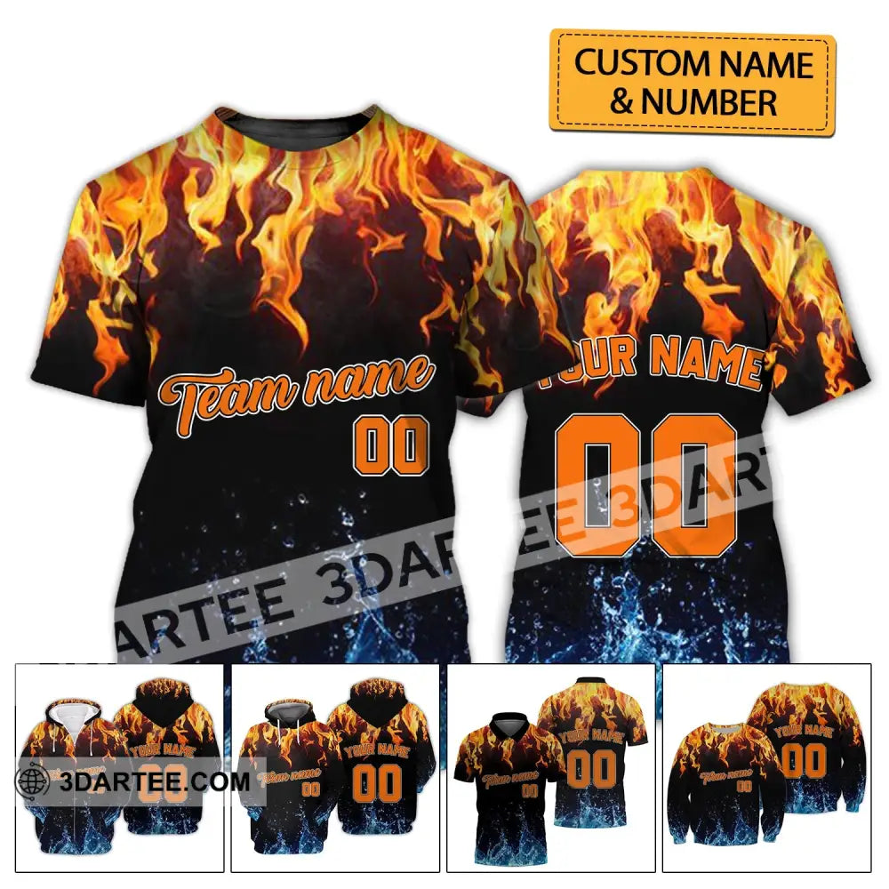 Unisex Shirt - Custom Name Number And Team T-Shirt Hot Fire Cool Water T-Shirt