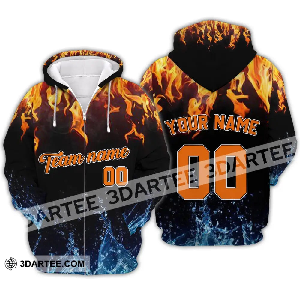 Unisex Shirt - Custom Name Number And Team T-Shirt Hot Fire Cool Water Zipper Hoodie / S T-Shirt