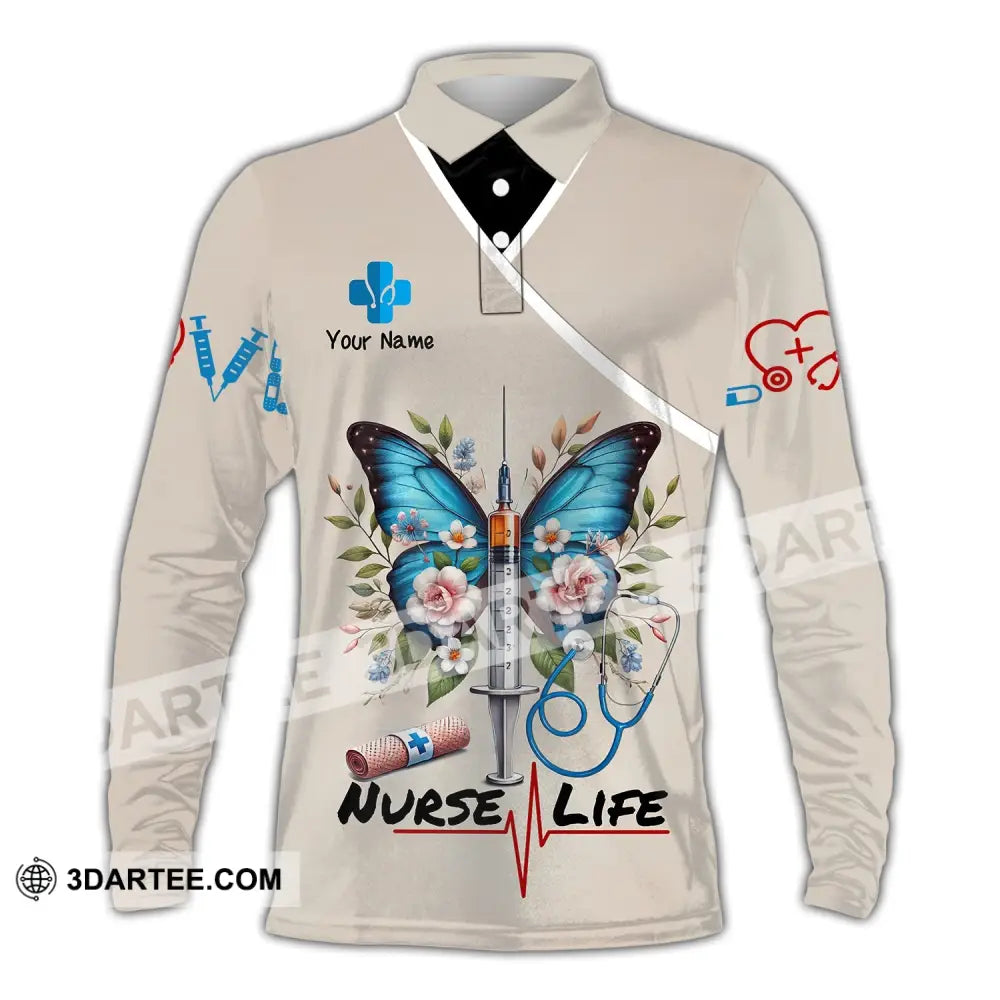 Unisex Shirt - Custom Name Nurse Life Long Sleeve Polo / S T-Shirt