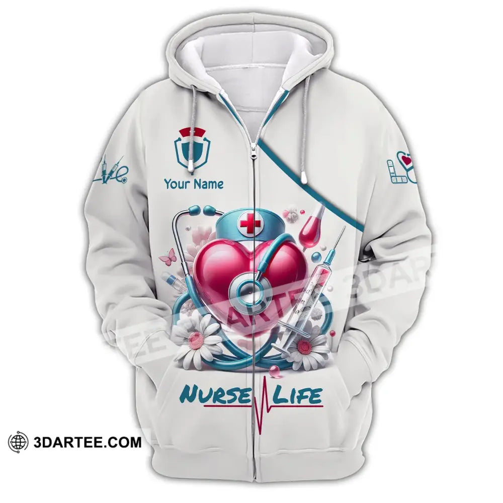 Unisex Shirt - Custom Name Nurse Life Zipper Hoodie / S T-Shirt