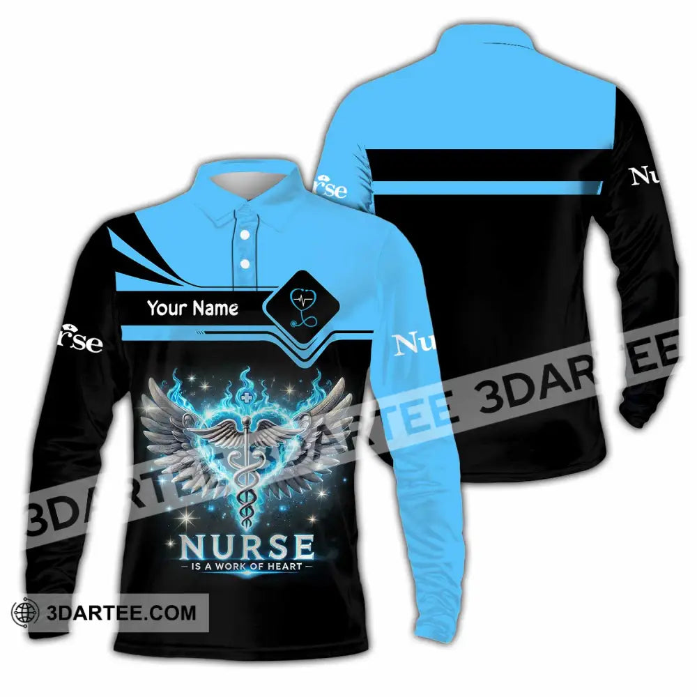 Unisex Shirt Custom Name Nurse T-Shirt Long Sleeve Polo / S T-Shirt