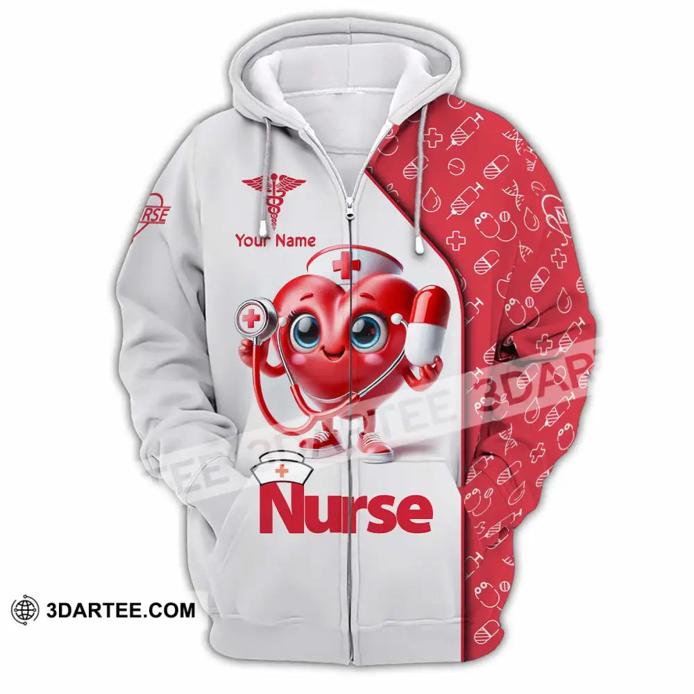 Unisex Shirt Custom Name Nurse T-Shirt Zipper Hoodie / S T-Shirt