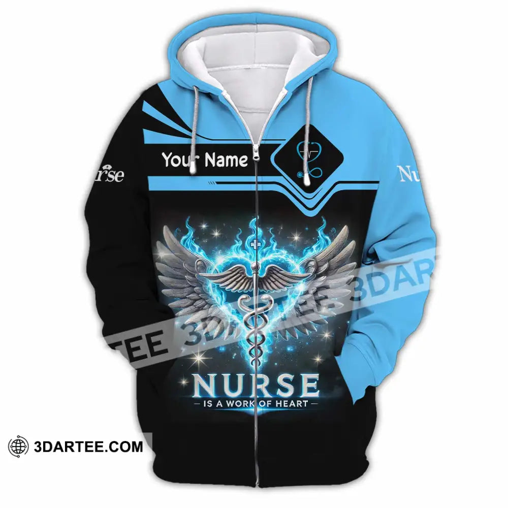 Unisex Shirt Custom Name Nurse T-Shirt Zipper Hoodie / S T-Shirt