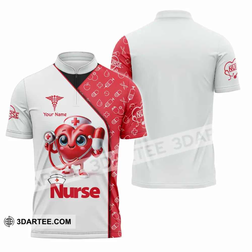 Unisex Shirt Custom Name Nurse T-Shirt Zipper Polo / S T-Shirt