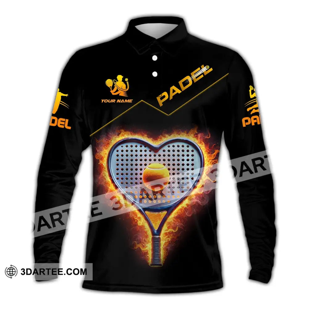 Unisex Shirt - Custom Name Padel Tennis Long Sleeve Polo / S T-Shirt