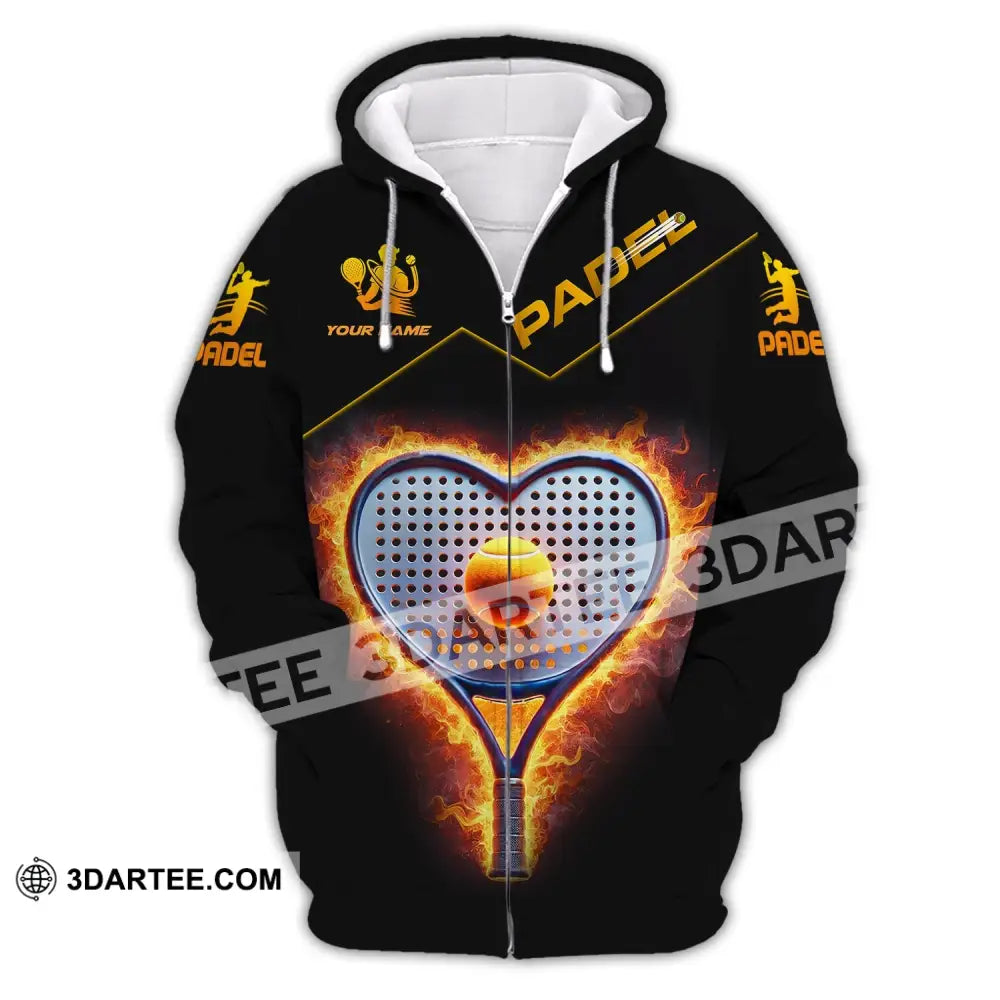 Unisex Shirt - Custom Name Padel Tennis Zipper Hoodie / S T-Shirt