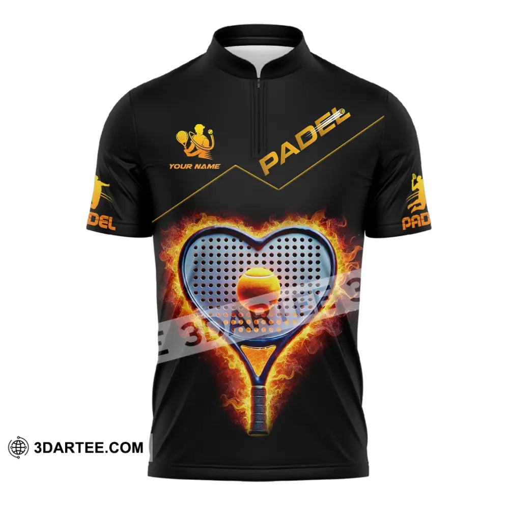 Unisex Shirt - Custom Name Padel Tennis Zipper Polo / S T-Shirt