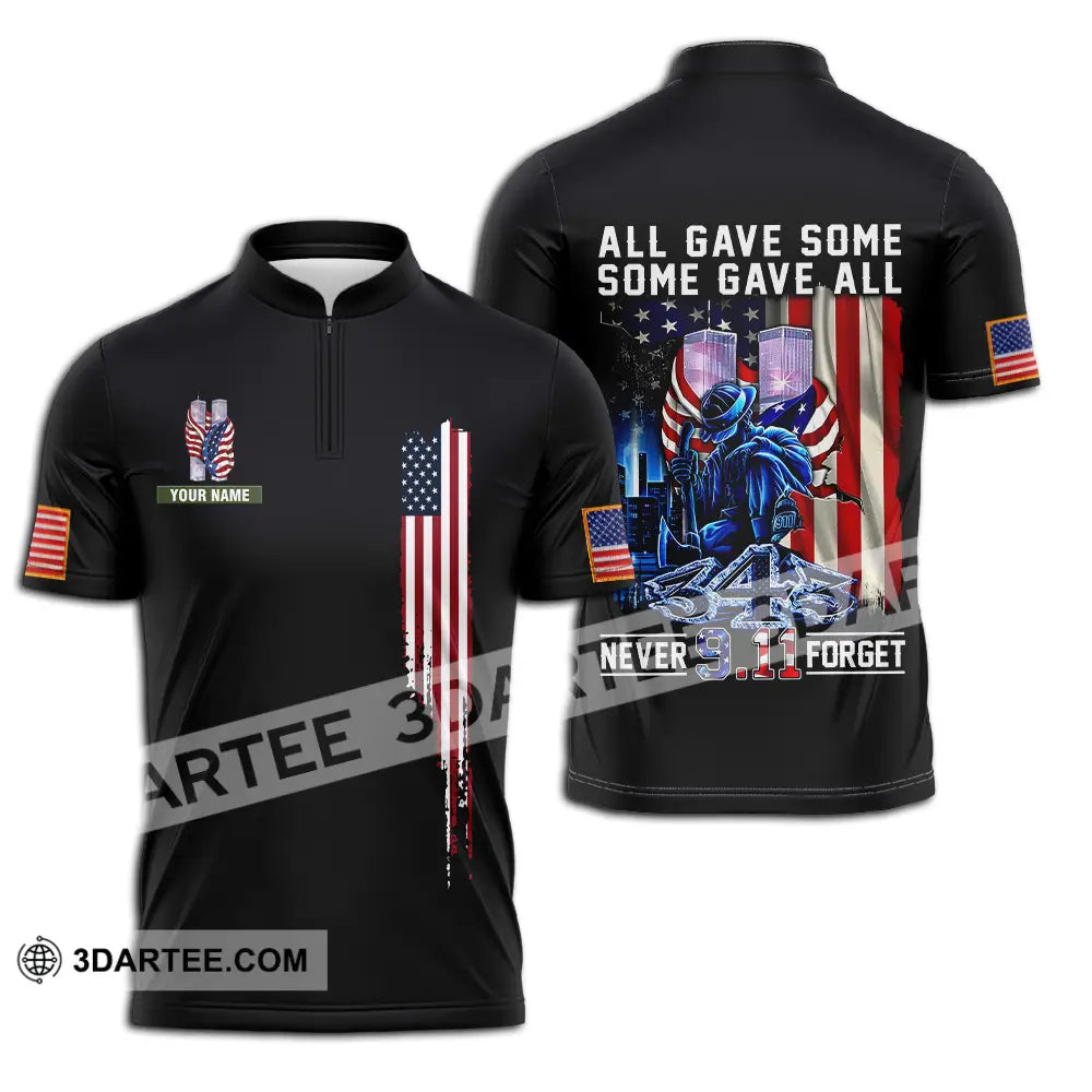 Unisex Shirt - Custom Name Patriot Day 911 All Gave Some Zipper Polo / S T-Shirt