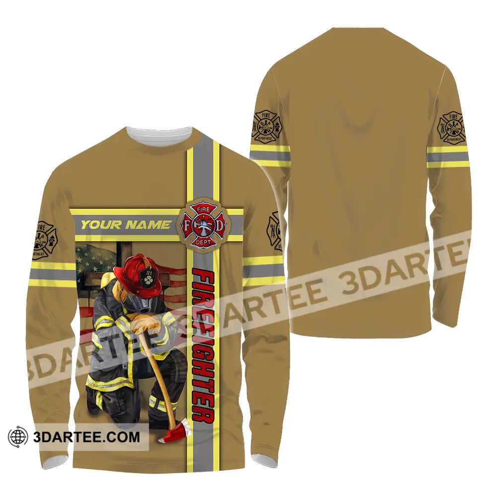 Unisex Shirt - Custom Name Patriot Day 911 Firefighter Long Sleeve / S T-Shirt