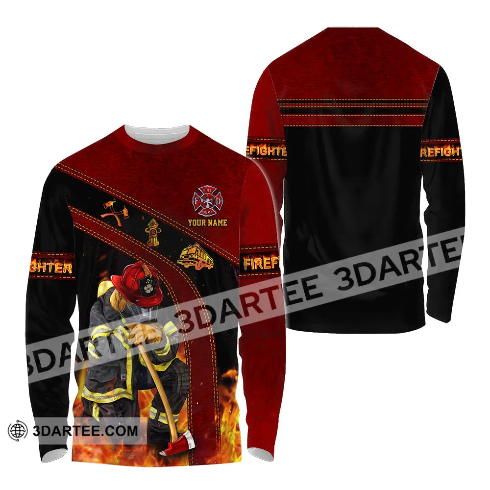 Unisex Shirt - Custom Name Patriot Day 911 Firefighter Long Sleeve / S T-Shirt