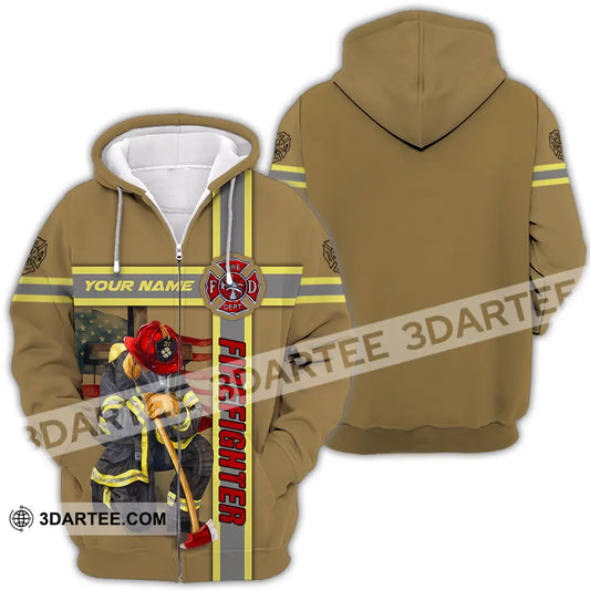 Unisex Shirt - Custom Name Patriot Day 911 Firefighter Zipper Hoodie / S T-Shirt