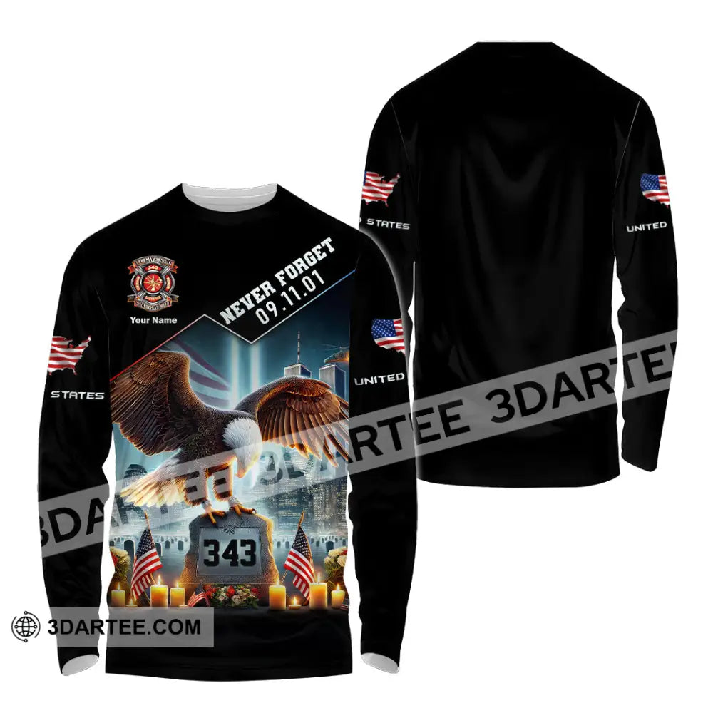 Unisex Shirt Custom Name Patriot Day 911 Memorial Firefighter Long Sleeve / S T-Shirt