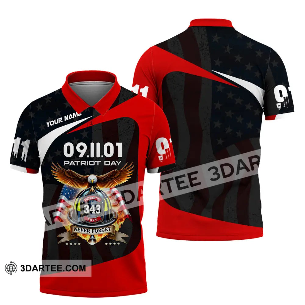 Unisex Shirt Custom Name Patriot Day 911 Memorial Firefighter Polo / S T-Shirt