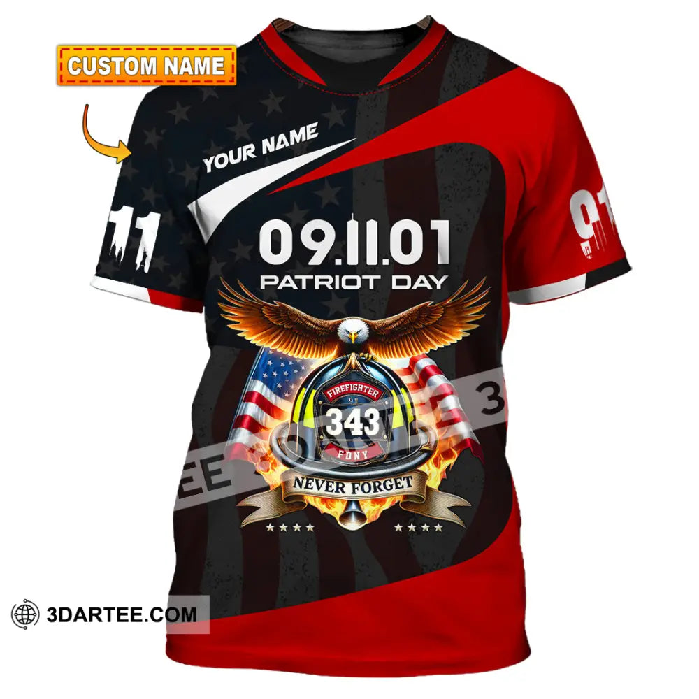 Unisex Shirt Custom Name Patriot Day 911 Memorial Firefighter T-Shirt