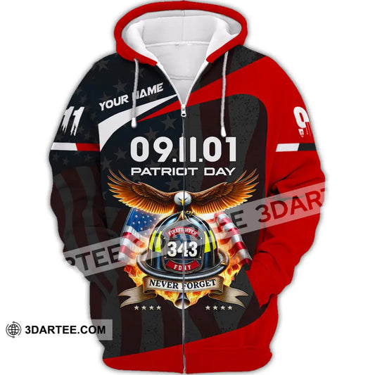 Unisex Shirt Custom Name Patriot Day 911 Memorial Firefighter Zipper Hoodie / S T-Shirt