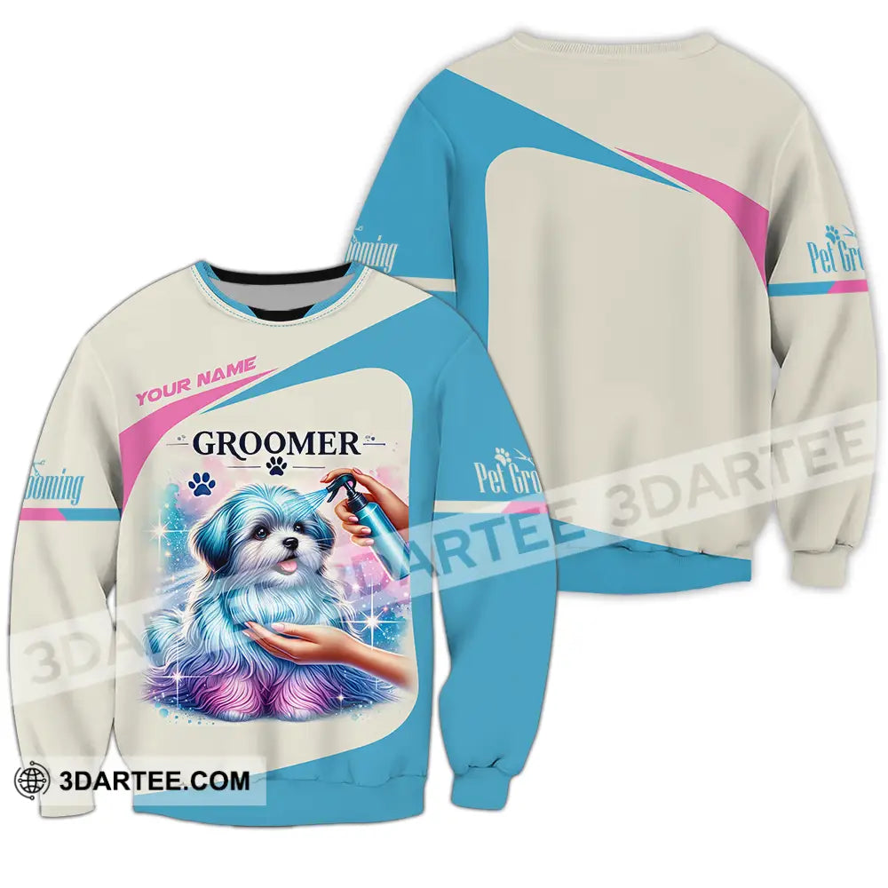 Unisex Shirt - Custom Name Pet Groomer Long Sleeve / S T-Shirt